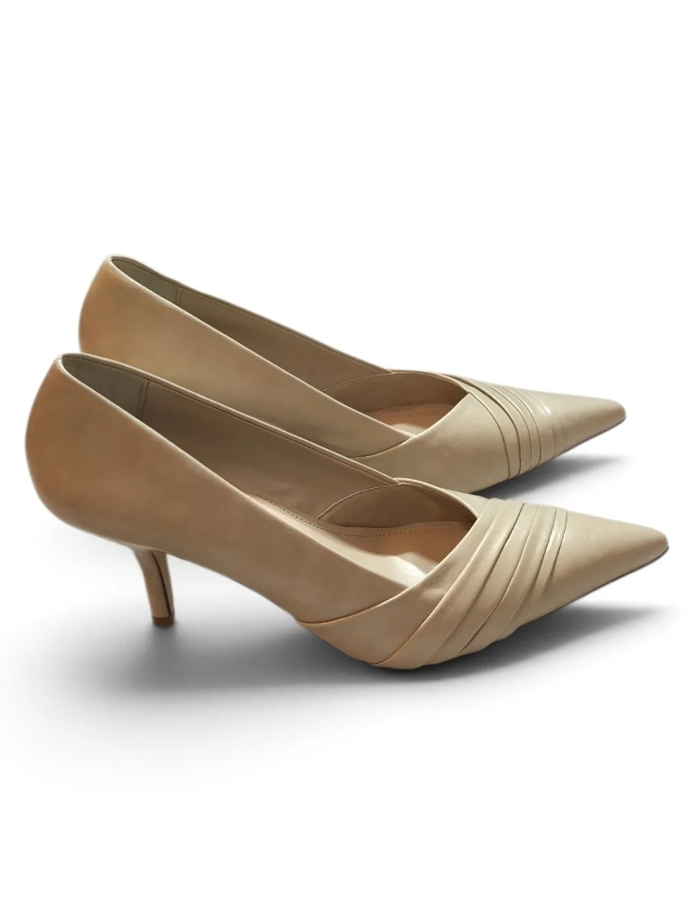 ALDO Beige Pointed-Toe Pleated Pumps